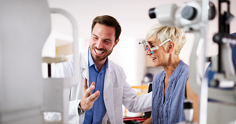 doctor conducting eye exam