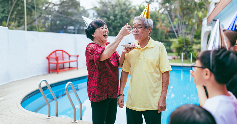 couple at a birthday party