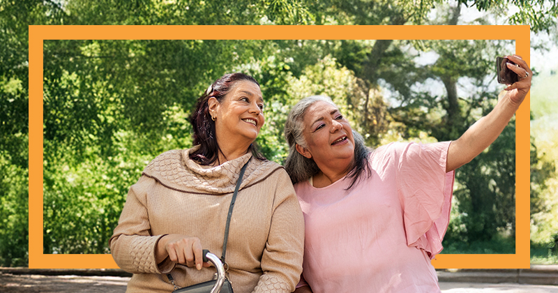 two women taking selfie