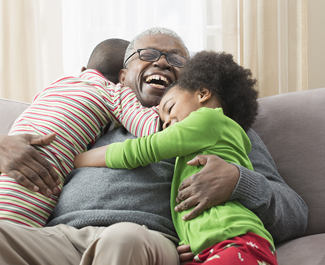 grandpa and two grandkids